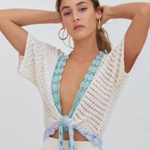 Pitusa Crochet Tie Front Crop Top